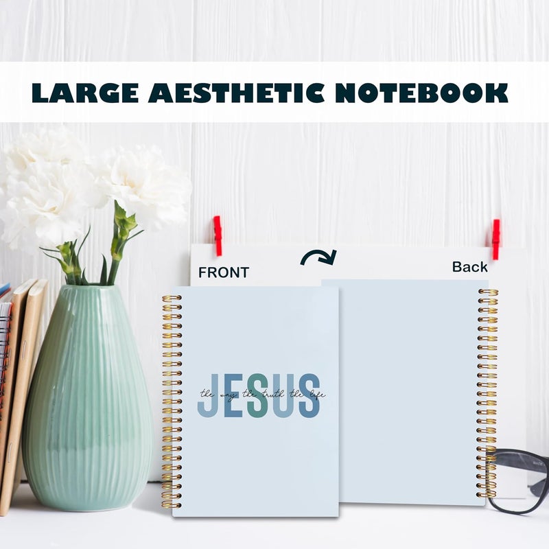 BearCake Boho Christian Notebook Journal, Christian Gifts for Women, Bible Notebooks for Note Taking, Bible Journaling Notebook, Jesus the Way the Truth the Life Hardcover Spiral Notebook 5.5x8.3 blue - Image 4